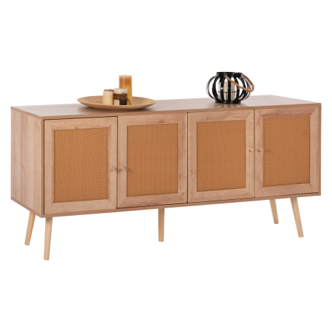 Bufete - BUFFET COLM HM9440.11 MELAMINE WITH SYNTHETIC RATTAN ON 4 DOORS 160x39,5x71Hcm.