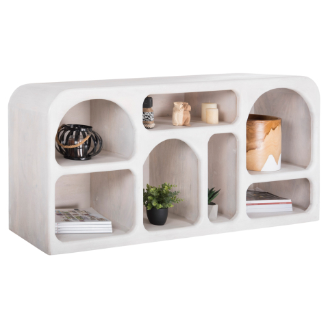 Bufete - BUFFET HANDYR HM9705 SOLID MANGO WOOD IN WHITE COLOR 165x35x75Hcm.