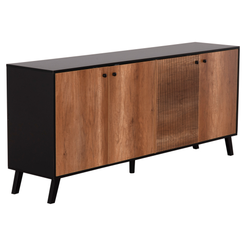Bufete - BUFFET KRUDEN HM9446.11 MELAMINE IN BLACK-NATURAL 180x40x78.6Hcm.