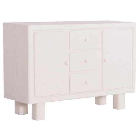 Bufete - BUFFET SERIES SANTORINI HM18048 MDF IN OFF-WHITE COLOR-3 DRAWERS and 2 DOORS 120x38x80Hcm.