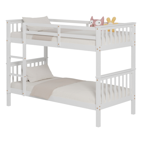 Paturi suprapuse - BUNK BED FOR CHILDREN LANTAI HM682.03 PINE WOOD IN WHITE-MATTRESSES 190x90cm
