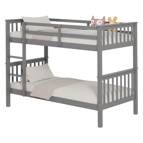 Paturi suprapuse - BUNK BED FOR CHILDREN LANTAI HM682.05 PINE WOOD IN GREY-MATTRESSES 190x90cm