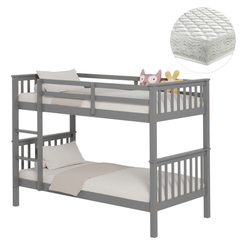 Interior - BUNK BED WITH 2 MATTRESSES LANTAI HM21307.02 PINE WOOD IN GREY--FOR MATTRESSES 90x190cm