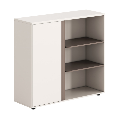 Dulapuri - CABINET/BOOKCASE NEWLINE HM18282 MELAMINE IN WHITE and LIGHT BROWN 120x40x110Hcm.