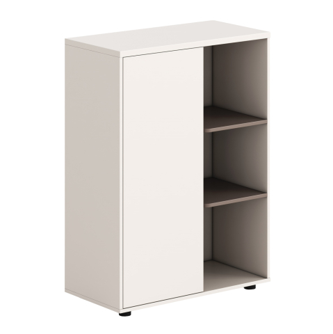 Dulapuri - CABINET/BOOKCASE NEWLINE HM18283 MELAMINE IN WHITE and LIGHT BROWN 80x40x110Hcm.