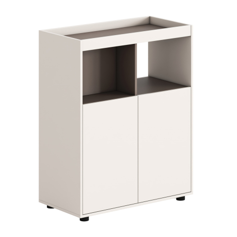 Dulapuri - CABINET/BOOKCASE NEWLINE HM18284 MELAMINE IN CREAM WHITE-LIGHT BROWN 80x40x100Hcm.