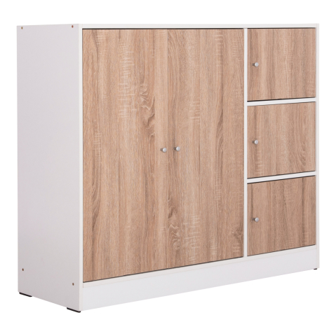 Dulapuri - CABINET WITH 4 STORAGE SPACES MATIN HM2480.01 SONAMA OAK-WHITE MELAMINE 117x39,5x99,5Hcm.