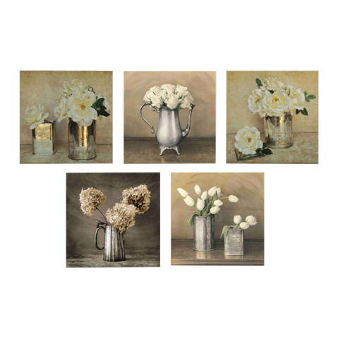 Decoratiuni - CANVAS FIVE PIECES MDF ROMANTIC FLOWERS HM7205.02 75X0,3X15 cm