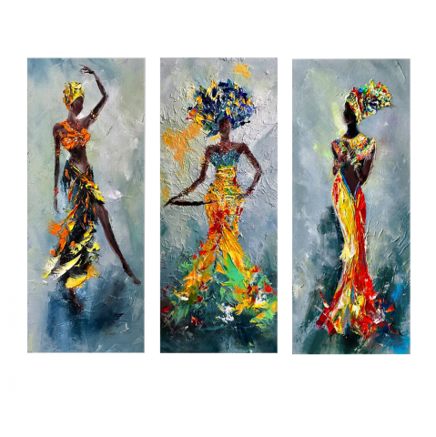 Decoratiuni - CANVAS MDF AFRICAN GIRL IN COLORFUL DRESS HM7204.02 60X0,3X50 cm.