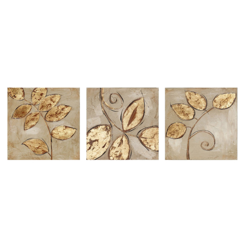 Decoratiuni - CANVAS PAINTING TRIPTYCH GOLDEN LEAVES HM7327 90Χ3Χ30cm.