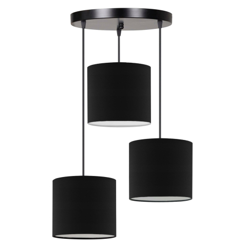 Iluminat de tavan - CEILING LAMP ΗΜ7622.02 BLACK BASE, 3-PIECE BLACK DRUM SHADES ASYMMETRICAL Φ40x80Η
