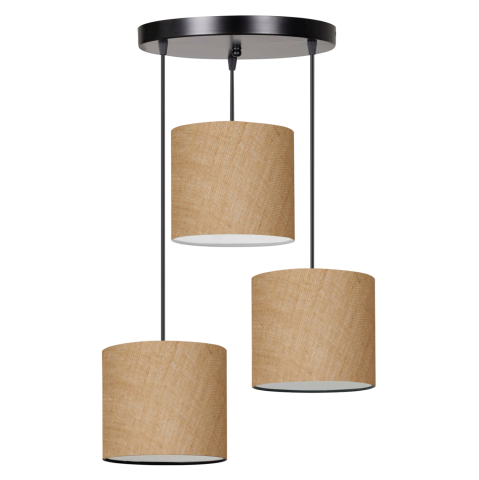 Iluminat de tavan - CEILING LAMP HM7622.01 BLACK BASE, 3-PIECE SAND COLORED DRUM SHADES ASYMMETRICAL