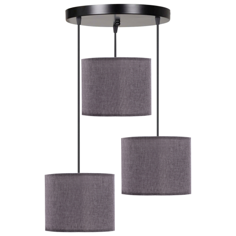 Iluminat - CEILING LAMP HM7622.13 BLACK BASE, 3-PIECE LIGHT GREY DRUM SHADES ASYMMETRICAL