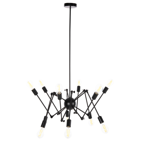 Iluminat - CEILING PENDANT 12-LIGHT HM4167 BLACK METAL ARTICULATED ARMS Φ92x120Hcm.