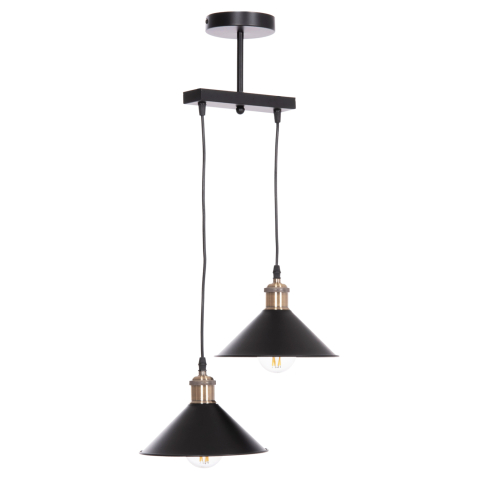 Iluminat - CEILING PENDANT 2-LIGHT BELL HM7531.11 BLACK METAL-BRONZE SOCKET Φ21,5x135Hcm.