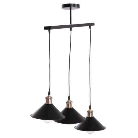 Iluminat - CEILING PENDANT 3-LIGHT BELL HM7533.11 BLACK METAL-BRONZE SOCKET Φ21,5x128Hcm.