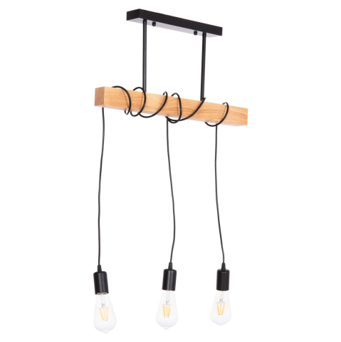 Iluminat - CEILING PENDANT 3-LIGHT FIXTURE VOLKS HM4658 METAL-WOOD 49.5x5x134.5Hcm.