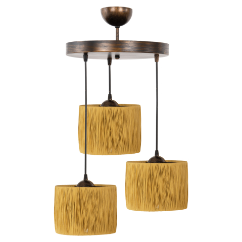 Iluminat - CEILING PENDANT 3-LIGHT HM7948.05 BEIGE-BRONZE Φ30x70Hcm.