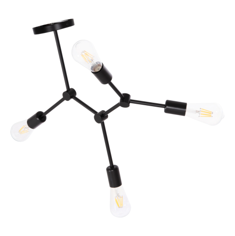 Iluminat - CEILING PENDANT 4-LIGHT FIXTURE LIGHTY HM7405.11 BLACK METAL 57x5x52Hcm.