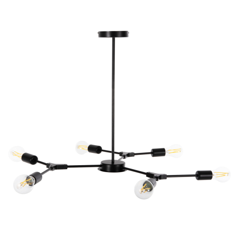 Iluminat - CEILING PENDANT 6-LIGHT FIXTURE HM4125 BLACK METAL 75x75x75Hcm.