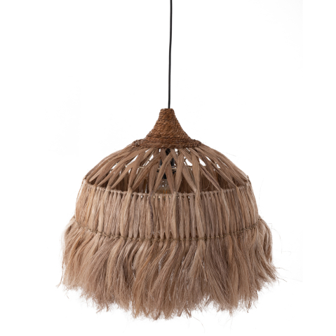 Iluminat - CEILING PENDANT BELL-SHAPED WITH FRINGES ABACA FIBERS IN NATURAL Φ50x50-80Hcm.HM7782