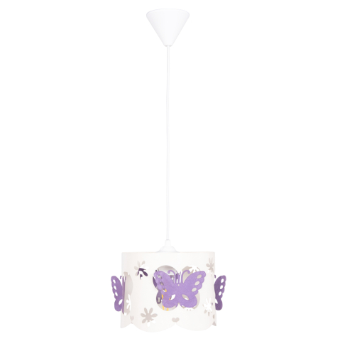 Iluminat - CEILING PENDANT KIDS' LAMP LEPTIR HM4705.02 METALLIC CAP IN PURPLE-WHITE Φ23x70Hcm.