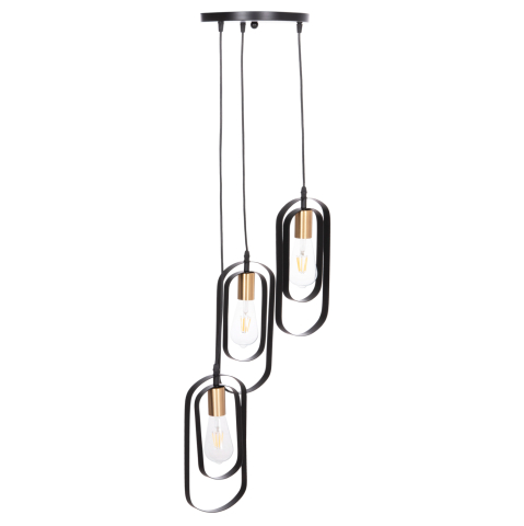 Iluminat - CEILING PENDANT LAMP BIUT HM7528.11 BLACK METAL-GOLD SOCKET Φ23x139Hcm.