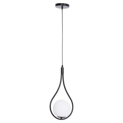 Iluminat - CEILING PENDANT LAMP DROPLET HM7503.11 METAL IN BLACK-MILKY WHITE GLOBE BULB 23.5x12x147Hcm.