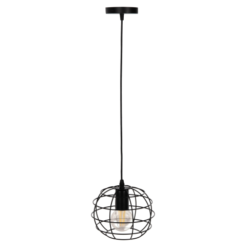 Iluminat de tavan - CEILING PENDANT LAMP HM4037 BLACK METAL SPHERE Φ16x124Hcm.