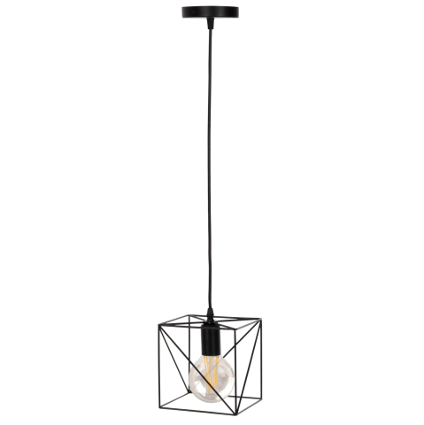 Iluminat de tavan - CEILING PENDANT LAMP HM4039 BLACK METAL CUBE 16x16x123Hcm.
