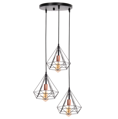 Iluminat - CEILING PENDANT LAMP HM4041 3-LIGHT BLACK METAL 25x22x123Hcm.