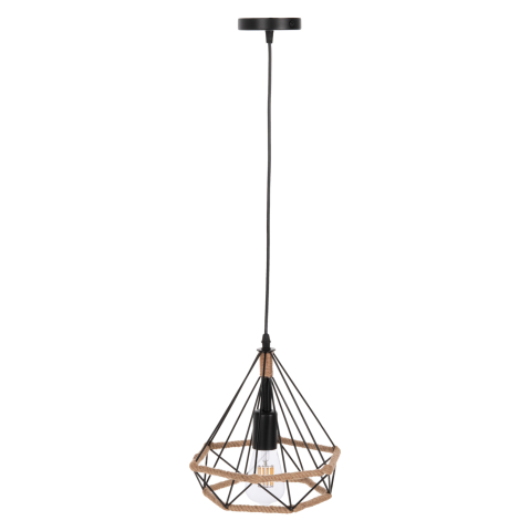 Iluminat de tavan - CEILING PENDANT LAMP HM4061 BLACK METAL-ROPE 24,5x21,5x125Hcm.