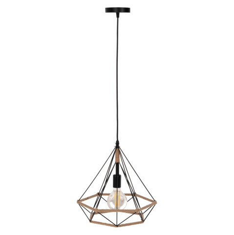 Iluminat de tavan - CEILING PENDANT LAMP HM4062 BLACK METAL-ROPE 33x37x128Hcm.