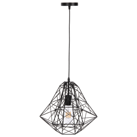 Iluminat - CEILING PENDANT LAMP HM4067 BLACK METAL MESH CAP 36x30x130Hcm.