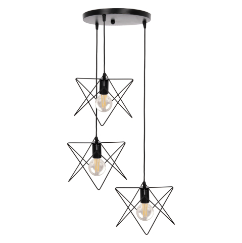 Iluminat de tavan - CEILING PENDANT LAMP HM4076 3-LIGHT BLACK METAL Φ23x122Hcm.