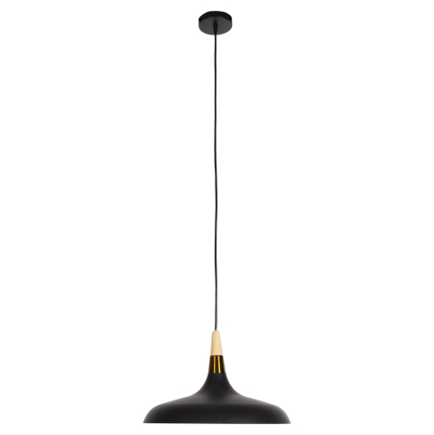 Iluminat - CEILING PENDANT LAMP HM4080 BLACK METAL-WOODEN DETAIL ON TOP 35x35x112H cm.