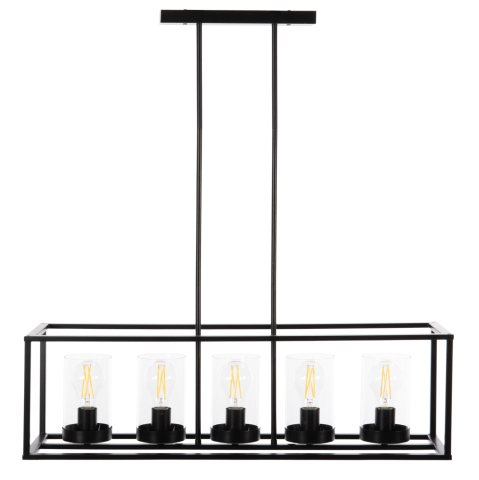 Iluminat - CEILING PENDANT LAMP HM4082 BLACK AND GLASS 80x25x23,5-85H cm.