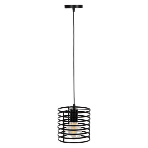 Iluminat - CEILING PENDANT LAMP HM4090 BLACK CYLINDRICAL METAL CAP Φ16x124Hcm.