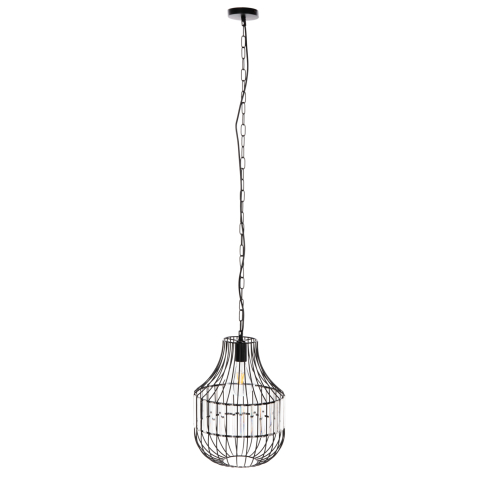 Iluminat - CEILING PENDANT LAMP HM4093 BLACK METAL AND GLASS Φ29x38-137Hcm.