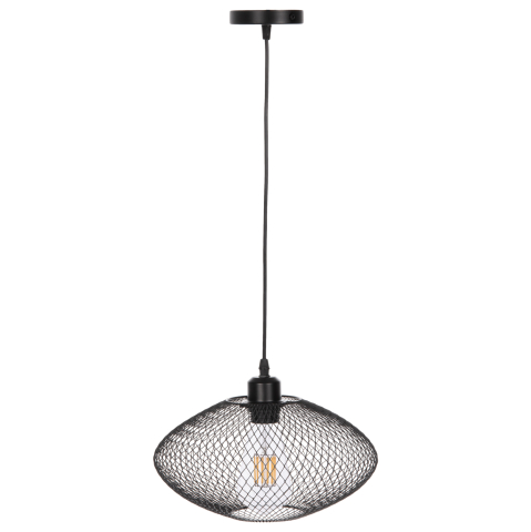 Iluminat - CEILING PENDANT LAMP HM4094 BLACK METAL MESH CAP Φ30x125Hcm.