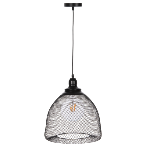 Iluminat - CEILING PENDANT LAMP HM4100 BLACK METAL MESH BEL-SHAPED CAP Φ32x137Hcm.
