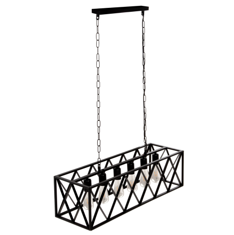 Iluminat - CEILING PENDANT LAMP HM4128 6LIGHTS-BLACK METAL FRAME 77,5x25x101Hcm.