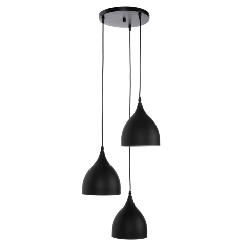 Iluminat - CEILING PENDANT LAMP HM4137 3-LIGHT BLACK METAL Φ33x33-115Hcm.