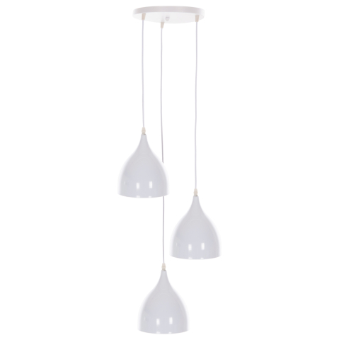 Iluminat - CEILING PENDANT LAMP HM4138 3-LIGHT WHITE METAL Φ33x33-115Hcm.