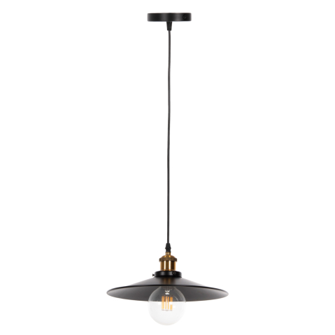 Iluminat - CEILING PENDANT LAMP HM4162 BLACK METAL-GOLD DETAIL ON TOP Φ30x109Hcm.