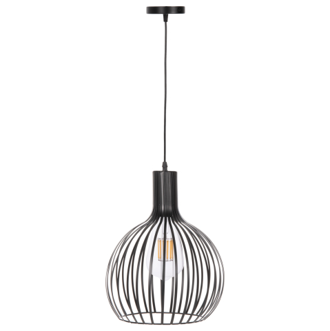 Iluminat - CEILING PENDANT LAMP HM4164 BLACK METAL CAP Φ28x138Hcm.