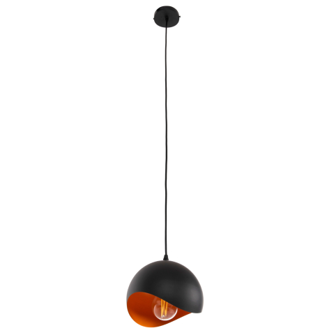 Iluminat - CEILING PENDANT LAMP HM4165.01 METAL SPHERE-BLACK and ORANGE Φ20x118Hcm.