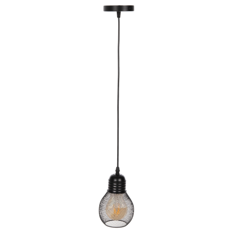 Iluminat - CEILING PENDANT LAMP HM4171 BLACK METAL MESH CAP Φ13x125Hcm.