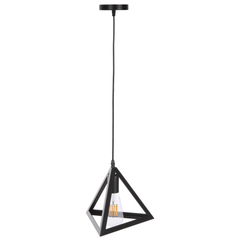 Iluminat - CEILING PENDANT LAMP HM4181 BLACK METAL CAP PYRAMID 15x15x125Hcm.