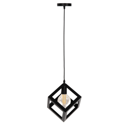 Iluminat - CEILING PENDANT LAMP HM4192 BLACK METAL CUBE 16x16x132Hcm.